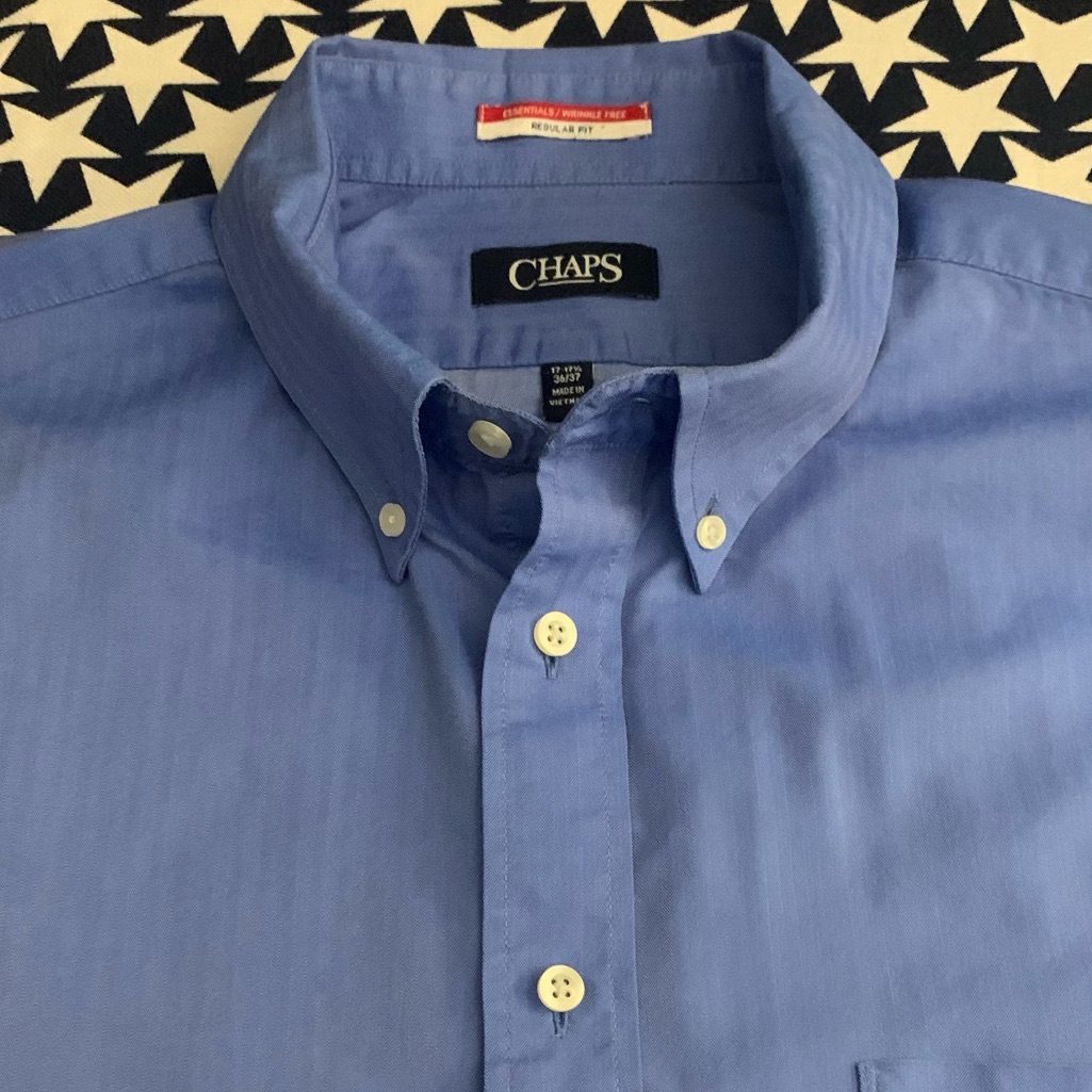 Chaps Wrinkle Free Regular Fit Medium Blue Dress Shirt
